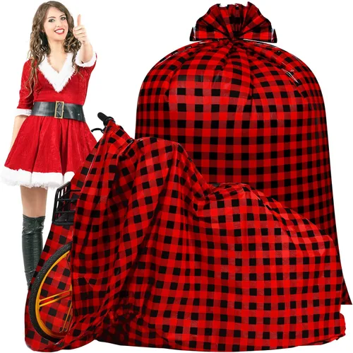 Miniatura 8 de Teling 2 piezas de 80 x 60 pulgadas bolsas de regalo para bicicleta jumbo de Navidad, bolsas de regalo de bicicleta extragrandes de plástico