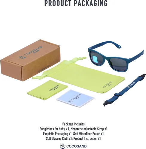 Miniatura 2 de COCOSAND Baby Sunglasses with Strap Square Frame UV400 Protection for Infant Baby Girl Age 0-24months