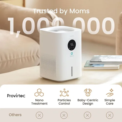 Miniatura 9 de Provirtec Humidificador evaporativo Pro Baby para dormitorio, sin niebla y sin polvo blanco, sin BPA y 16 dB, sueño silencioso para niños, 3 modos