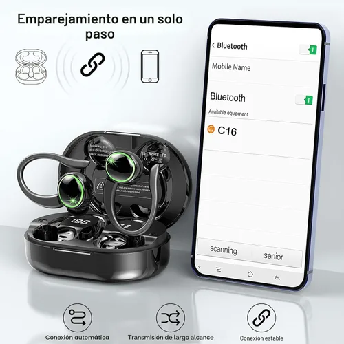Miniatura 4 de Matast Auriculares deportivos Bluetooth 5.4 2026, 50 reproducciones sobre la oreja con micrófonos ENC con cancelación de ruido, auriculares