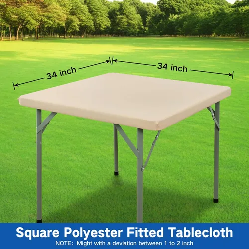 Miniatura 9 de Mantel Cuadrado Elástico Ajustable, Cubierta de Mesa de Poliéster Resistente al Viento, Mantel Resistente a Rayones y Lavable para Mesas Plegables