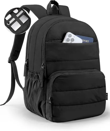 Miniatura 9 de Mochila de viaje Uselike para mujeres, mochila para portátil de 15.6 pulgadas, mochila universitaria acolchada, mochilas de trabajo bonitas, Beige