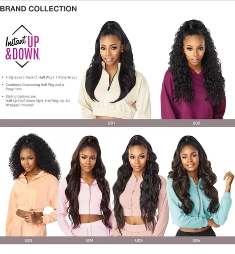 Miniatura 3 de Sensationnel Instant Updown Halfwig Pony - Iud 5 4 estilo en 1 media peluca y cordón de pony (T1B/4)