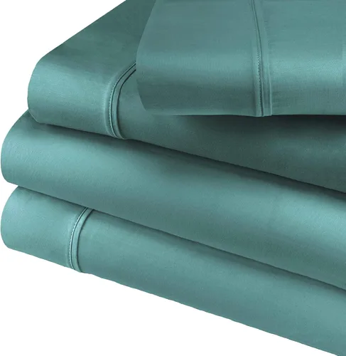 Miniatura 11 de SUPERIOR Cotton-Blend - Juego de sábanas de bolsillo profundo, tamaño individual XL, azul claro, juego de 3 piezas
