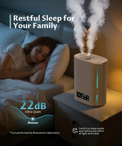 Miniatura 4 de BREEZOME - Humidificador de 6L para recámara, habitación grande y difusor de aceite esencial, humidificador ultrasónico de llenado superior y niebla