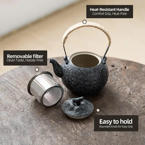 Miniatura 3 de TEANAGOO Juego de té japonés, juegos de té chino, tazas de té japonés de porcelana, juego de té chino de gongfu, juego de té asiático para adultos