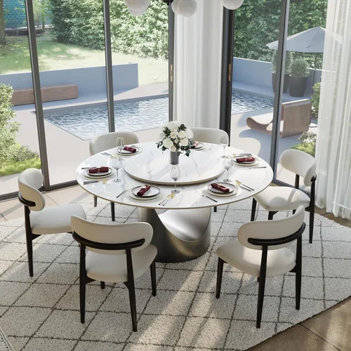 Miniatura 9 de POVISON Juego de 2 sillas de comedor modernas, sillas de comedor negras sin brazos con cojines de arpillera y madera de fresno de color nogal