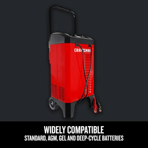 Miniatura 3 de CRAFTSMAN Cargador de batería de coche manual con ruedas 6A y arrancador de motor de 175A, solución 2 en 1, control por temporizador, impulso de 25