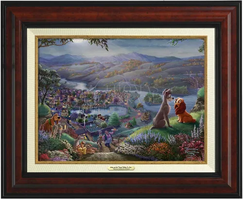 Miniatura 13 de Thomas Kinkade Studios Lady and the Tramp Falling In Love - Marco negro satinado (11 x 14 pulgadas)