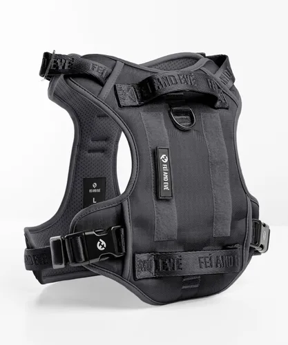 Miniatura 7 de Fei & Eve - Arnés para perro, sin tirones, nailon duradero, doble asa, panel táctico, pequeño (negro) 3-Point No-Pull Control, Dual Handle
