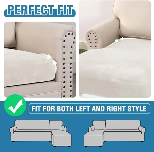 Miniatura 376 de H.VERSAILTEX Funda de cojín elástica de terciopelo para sofá, funda de cojín de felpa para silla, sofá biplaza o sofá, protector de muebles, cojín