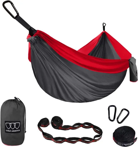 Miniatura 6 de Gold Armour Hamaca de camping – Hamaca doble XL, hamaca portátil, accesorios de camping, equipo para exteriores e interiores con correas de árbol