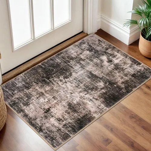 Miniatura 223 de IOHOUZE Alfombra pequeña abstracta de 2 x 3 pies, alfombra de entrada lavable para entrada interior, alfombras con respaldo de goma, alfombra gris