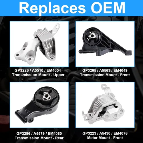Miniatura 2 de Juego de montaje de motor y montaje de transmisión compatible con Chevrolet Cruze 2011-2017 1.4L transmisión automática Paquete de 4 reemplazos #