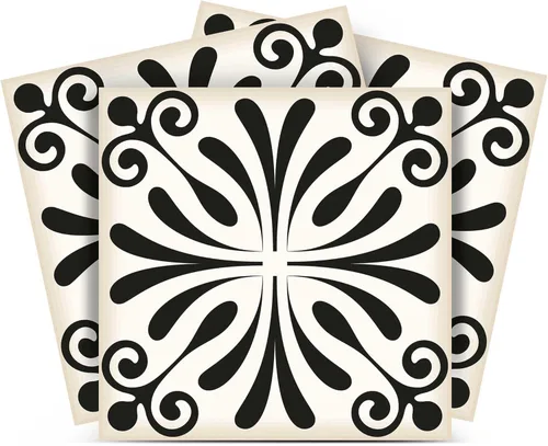 Miniatura 10 de Mi Alma Calcomanías de azulejos en blanco y negro – Calcomanías de azulejos para despegar y pegar, juego de 24 piezas, 5 x 5 pulgadas, calcomanías