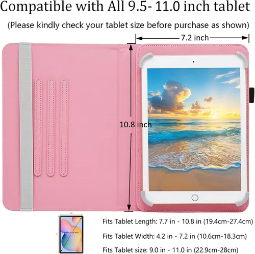 Miniatura 6 de Funda universal para tablet Android de 10 y 10.1 pulgadas, Dluggs de piel sintética con rotación de 360 grados, soporte multiángulo