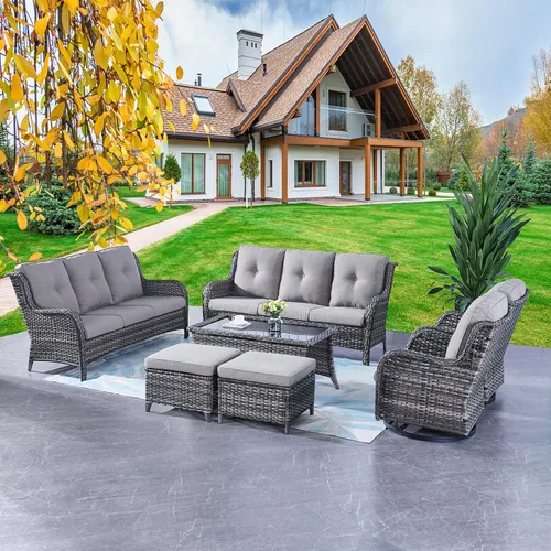 Miniatura 129 de Rilyson Mecedora de mimbre - Juego de 2 sillas mecedoras de mimbre para patio, sillas mecedoras de ratán para porche al aire libre, terraza, jardín