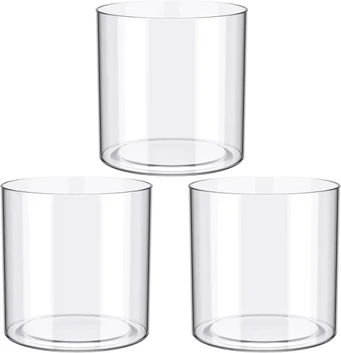 Miniatura 10 de meekoo Juego de 3 jarrones de acrílico para flores en cilindros redondos decorativos de 3 x 4 pulgadas, jarrón de acrílico resistente a los golpes