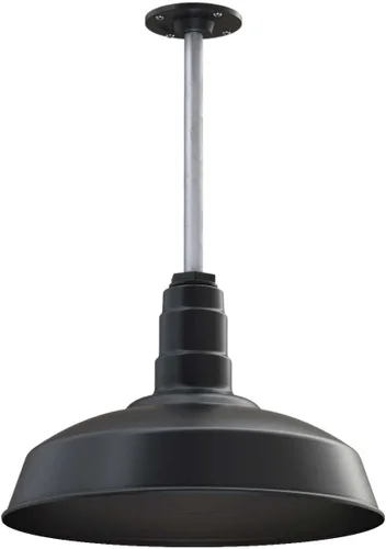 Miniatura 25 de Steel Lighting Co. Carson Barn Light Colgante montado en el techo Cúpula de 16 pulgadas Cable negro Luz de acero de estilo industrial