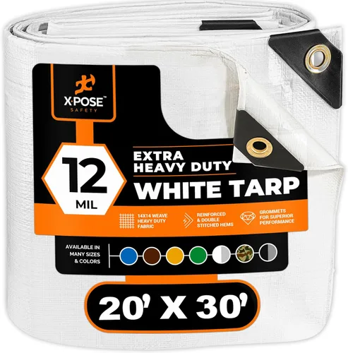 Miniatura 229 de Lona protectora Xpose Safety multiusos, de poliéster blanco, resistente, resistente al agua, resistente a la intemperie, resistente a rasguños