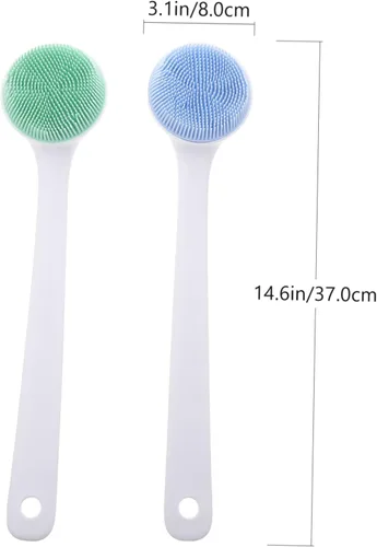Miniatura 8 de FOMIYES Cepillo de baño de mango largo 2 unids cepillo corporal para exfoliante de silicona para limpieza de masaje de baño