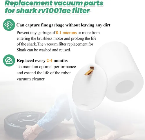 Miniatura 5 de reemplazo #106KY1000AE - 4 filtros de espuma pre-motor con base Shark (3.7 pulgadas de alto) para Shark Robot Vacuum UR1005AE R101AE RV1001AE AV912S