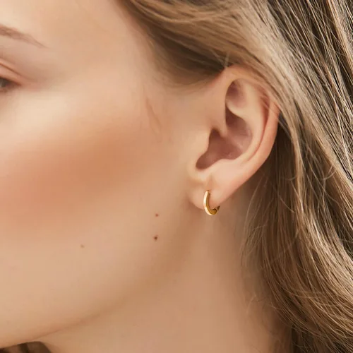 Miniatura 2 de Aretes de aro pequeños de oro para mujer chapados en oro real de 14 quilates, hipoalergénicos, para cartílago pequeño