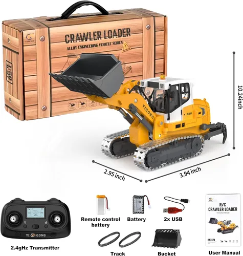 Miniatura 7 de KidsFaves Pro-Grade - Bulldozer de control remoto de grado profesional para adultos, modelo de construcción RC en microescala de metal con sistema