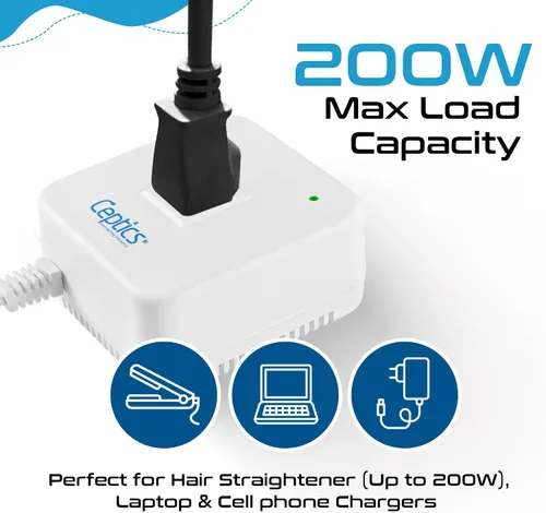 Miniatura 3 de Ceptics Convertidor de voltaje reductor de 300 vatios – Convierte 220 V/240 V a 110 V/120 V – Perfecto para alisadores de cabello, portátiles