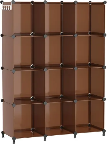 Miniatura 14 de AWTATOS Organizador de almacenamiento de cubos, estantería de 12 cubos, estantería de bricolaje de plástico para armario, estantes de almacenamiento