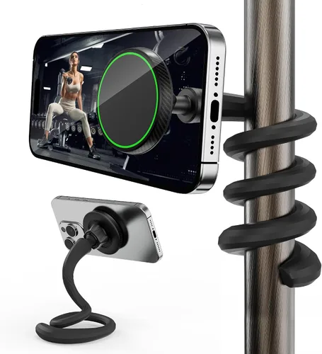 Soporte flexible para cinta de correr, soporte magnético de cuello de cisne para teléfono celular compatible con MagSafe, iPhone 17-12 y Android,
