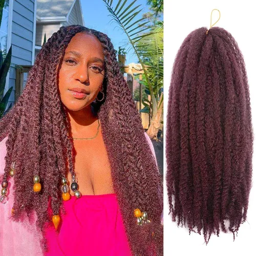 Miniatura 10 de ToyoTress Bob Marley Twist Hair - 8 Pulgadas Paquete de 6 Cabello Marley Negro Corto Para Locs Falsos, Extensiones de Cabello Rizado Afro Kinky