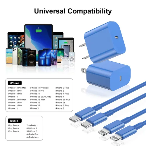 Miniatura 7 de Cargador rápido para iPhone, cable Lightning de carga rápida de 10 pies, para iPhone 14, 13, 12 Pro Max, cargador de carga rápida con bloque