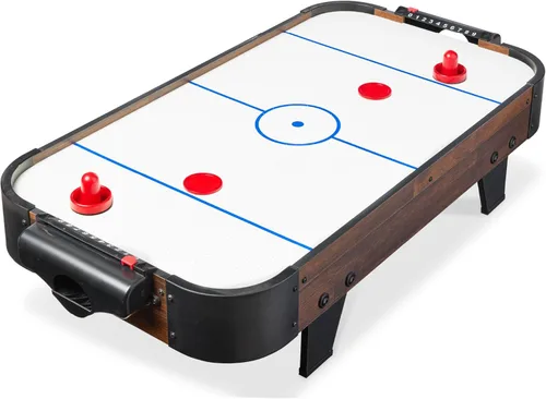 Miniatura 12 de Best Choice Products Mesa portátil de hockey de aire de mesa para sala de juegos con motor de 100 V, ventilador eléctrico, 2 huelgas, 2 discos