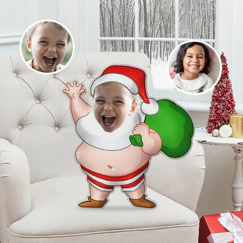 Miniatura 3 de Drawelry Almohada de Navidad con foto de cara personalizada: divertido y lindo Papá Noel animales impresión 3D retrato personalizado imagen almohada