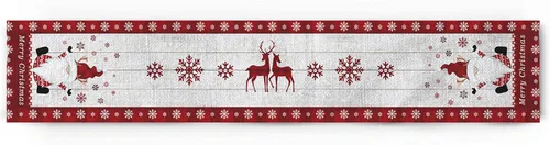 Miniatura 6 de Camino de mesa de lino y algodón de Feliz Navidad, gnomo, copo de nieve, camino de mesa de madera para mesa de comedor, decoración de cocina
