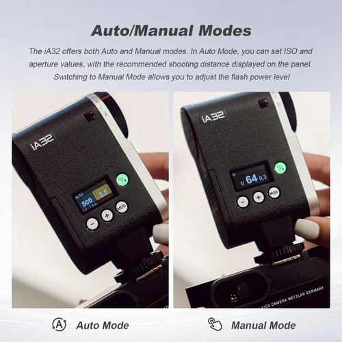 Miniatura 5 de Godox iA32 Mini Cámara Flash 490 Full Power Flash 8 Niveles Flash Automático GN 15 2.5sRecycle Mini Flash Speedlite para Sony ZVE10 Sony ZV1 Ricoh