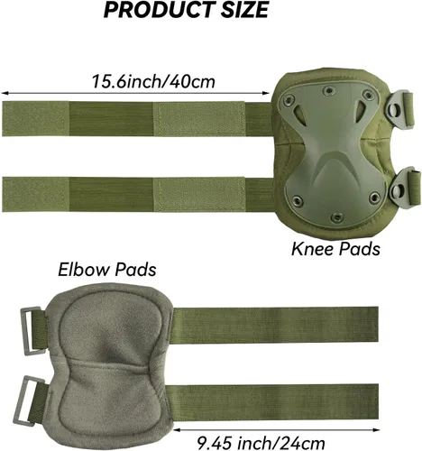 Miniatura 8 de Almohadillas Protectoras Tácticas de Combate para Rodilla y Codo para Juegos de Paintball CS al Aire Libre, Ciclismo, Seguridad, Equipo de Verde