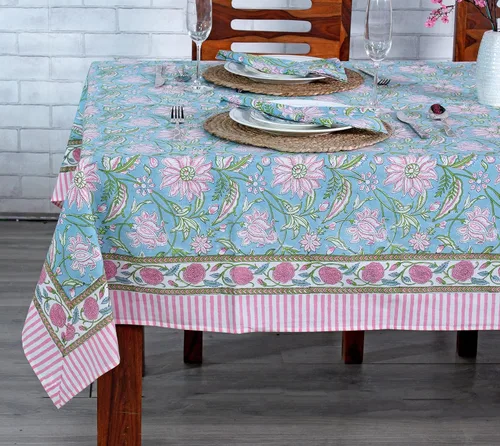 Miniatura 43 de Ridhi Mantel rectangular de algodón con estampado de bloque a mano amarillo mostaza, 102 x 48 pulgadas, reutilizable, decorativo para uso diario