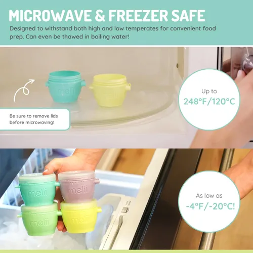 Miniatura 4 de melii Snap & Go Contenedores de almacenamiento de alimentos para bebés, paquete de 4 unidades, recipientes apilables de 4 onzas con tapas Original