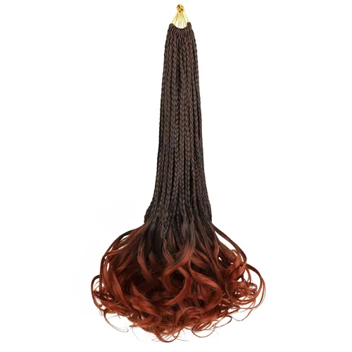 Miniatura 17 de Rizos franceses de cabello de ganchillo para mujeres negras, 14 pulgadas, paquete de 8 unidades, de color marrón degradado a rubio, suave