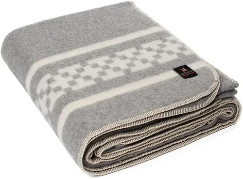 Miniatura 31 de Manta gruesa de lana de alpaca para acampar al aire libre o uso en interiores, diseño étnico, suave lana peruana de alpaca disponible en tamaño Gris