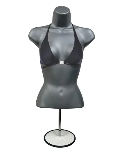 Miniatura 16 de DisplayTown - Maniquí femenino con torso y soporte de metal, parte trasera hueca, cuerpo apilable, forma para exhibir camisetas, mostrador