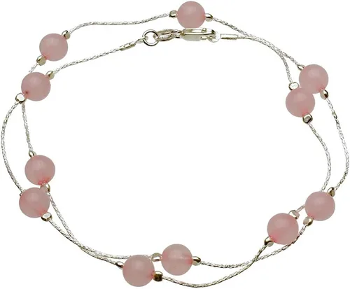 Miniatura 2 de Collar de cadena de plata esterlina con ilusión de dispersión de piedra de cuarzo rosa, Italia