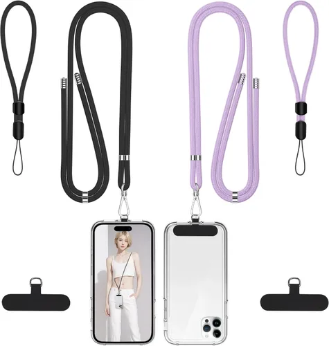 Miniatura 16 de Takyu Cordon para teléfono celular, cordon cruzado para teléfono con correa de cuello ajustable y paquete de 2 correas de muñeca para teléfono