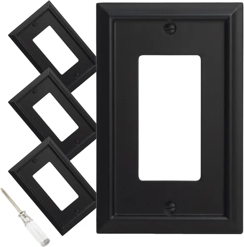Miniatura 8 de Placa de pared, cubiertas de toma de corriente dúplex, cubierta de interruptor de luz negro mate - Placa de cubierta de toma de corriente eléctrica