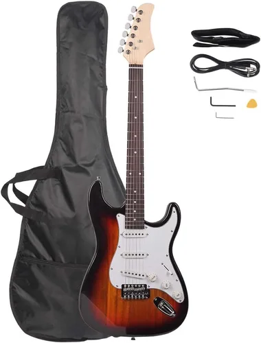 Miniatura 11 de Guitarra eléctrica de diapasón de palisandro de 39 pulgadas, kit de guitarra eléctrica para principiantes de cuerpo sólido de tamaño completo