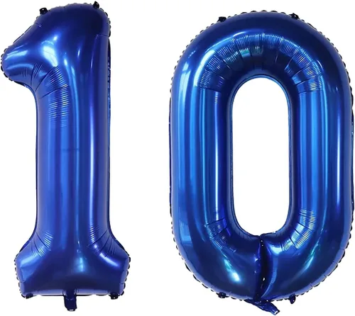 Globos de 40 pulgadas con el número 10 de color azul marino, autosellantes para decoración de fiestas de cumpleaños y suministros para decoración de