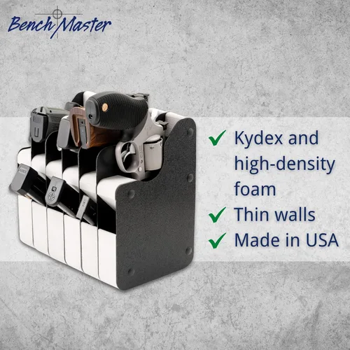Miniatura 4 de BenchMaster Estante vertical para pistolas, almacenamiento seguro para pistolas, con capacidad para 2 a 12 pistolas, organizador seguro para armas