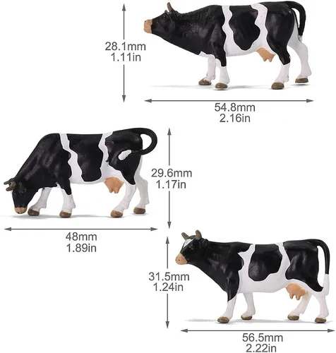 Miniatura 5 de AN4303 15PCS 1:43 Animales de granja Caballos y vacas Escala O PVC bien pintado caballo y vaca Uso para modelo Paisaje Decoración de escritorio